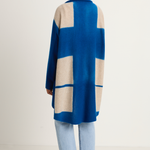 Suzusan Cashmere Seamless Upside Down Cape - Royal Blue / Sand