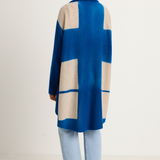 Suzusan Cashmere Seamless Upside Down Cape - Royal Blue / Sand