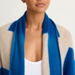 Suzusan Cashmere Seamless Upside Down Cape - Royal Blue / Sand