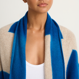 Suzusan Cashmere Seamless Upside Down Cape - Royal Blue / Sand