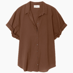 Brown shirt with short sleeves on a white background