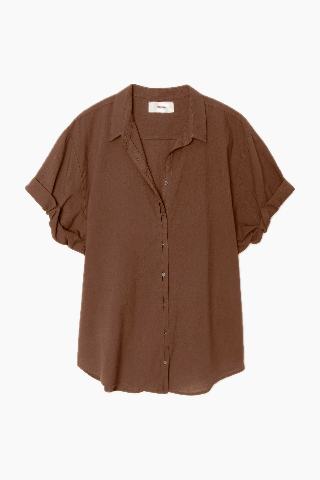 Brown shirt with short sleeves on a white background