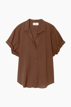 Brown shirt with short sleeves on a white background
