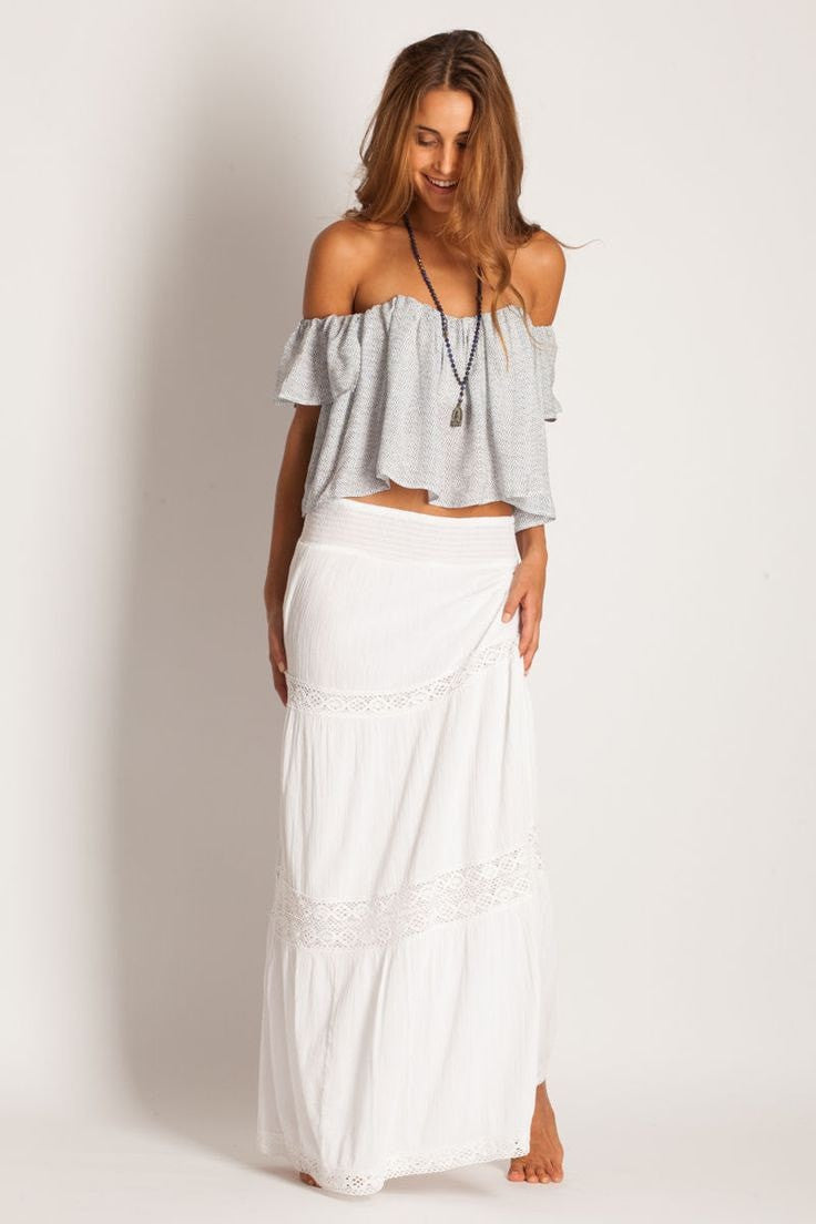 Soleil Blue || Rosemary maxi skirt in white