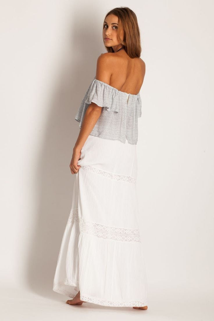Soleil Blue || Rosemary maxi skirt in white